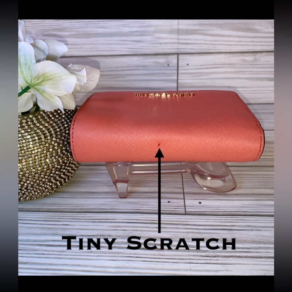 Sold Michael Kors Tangerine  Orange Bifold Leather Wallet  & Change Purse - Picture 2 of 11